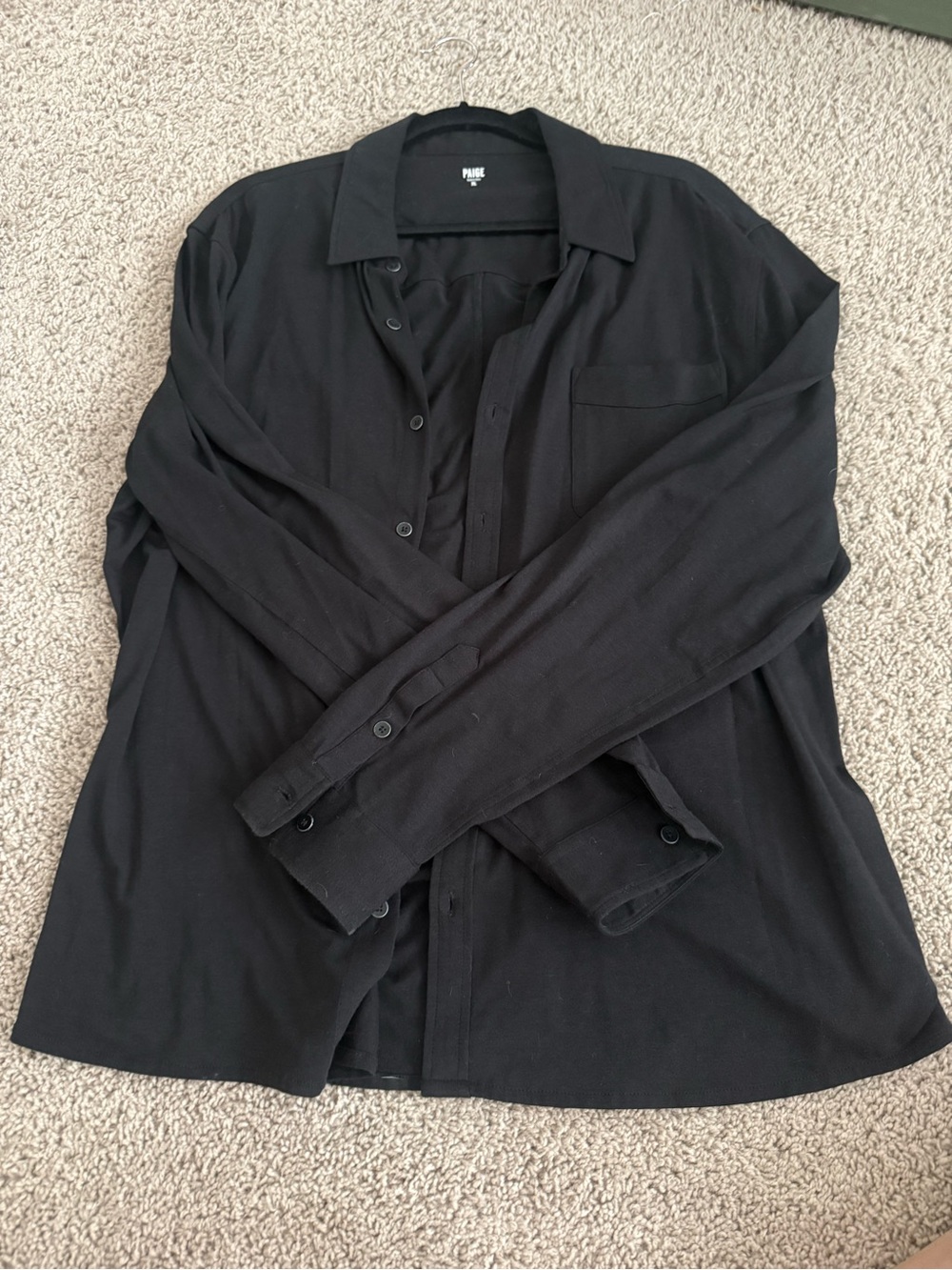 Paige Men's Black Button-Up Shirt Jacket